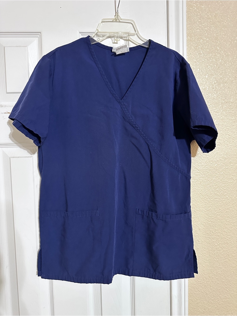 Classic V-Neck Short Sleeve Scrub Top in Navy
